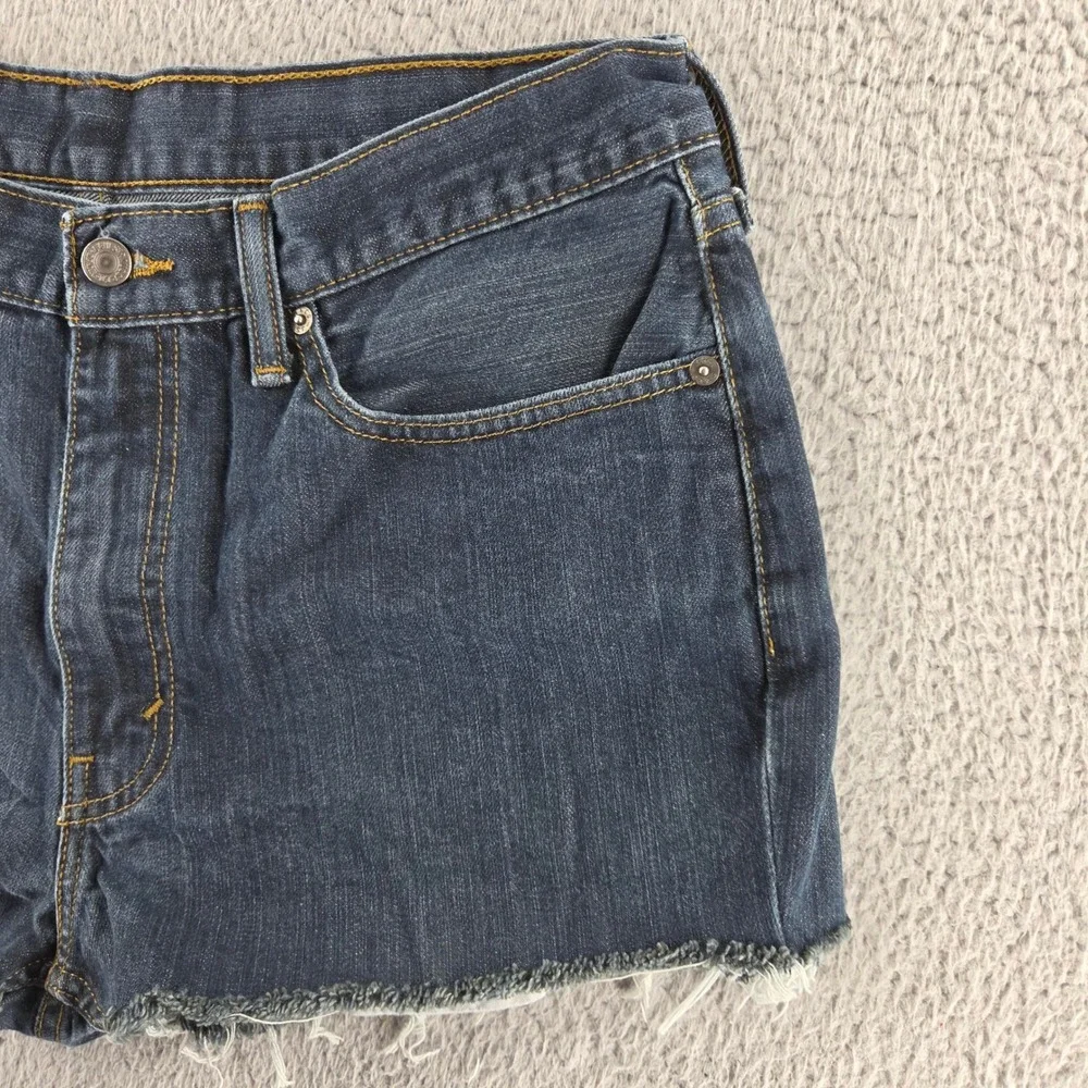 Levis 514 Shorts Men 36 Blue Dark Wash Denim Cut Off Jean Raw Hem Festival Beach